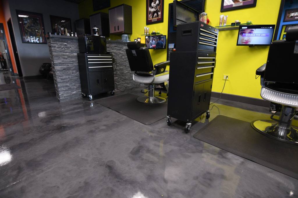 barber shop with epoxy flooring